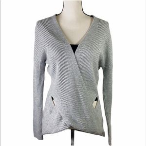 Zella Gray Ribbed Wrap Sweater